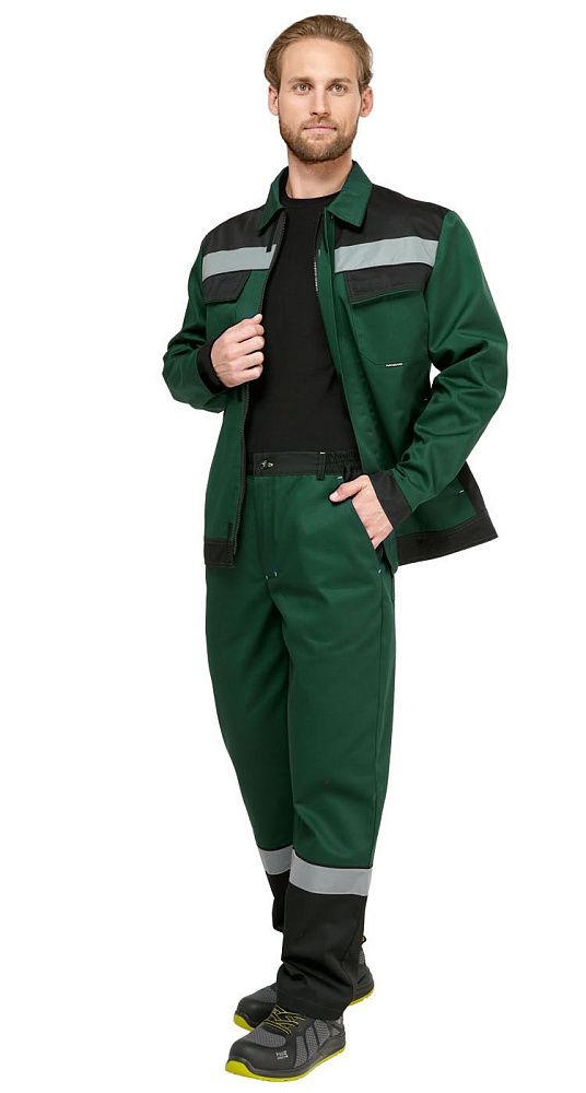 Костюм мужской рабочий летний Джокер МВО с брюками зеленый-черный